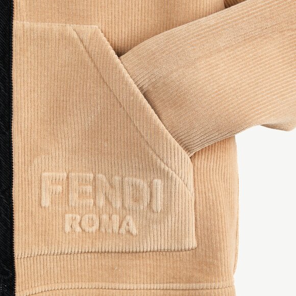 Fendi Tan Corduroy Logo-Embossed Zip Hooded Jacket - Picture 9 of 16